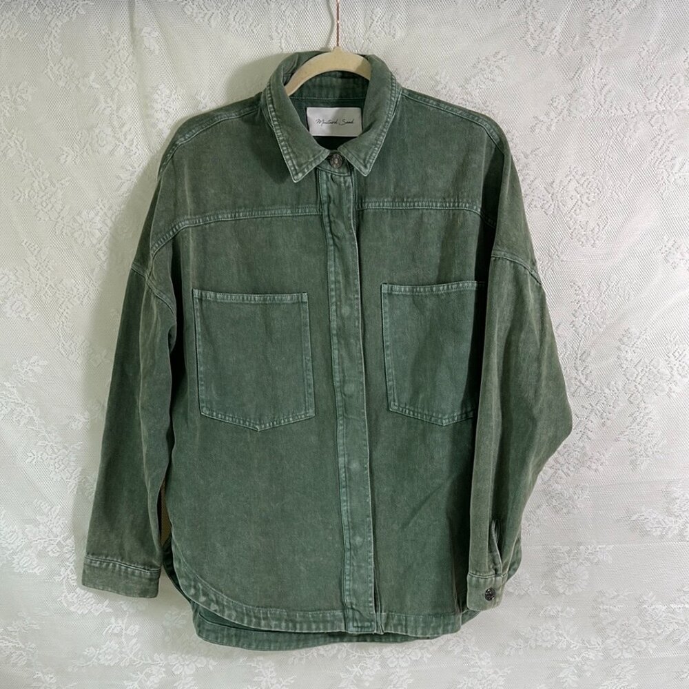 Green Denim Long Sleeved Shirt